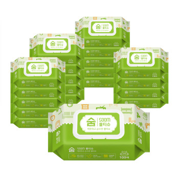 Soom 숨 깨끗한 물티슈 캡형 휴대용 아기 100매 x 20팩