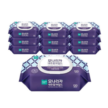 모나리자 내추럴 마일드 유아 물티슈 캡형 120매 10개