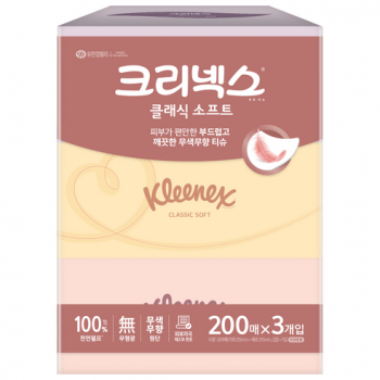 크리넥스 클래식 소프트 천연펄프 미용티슈 2겹, 200매